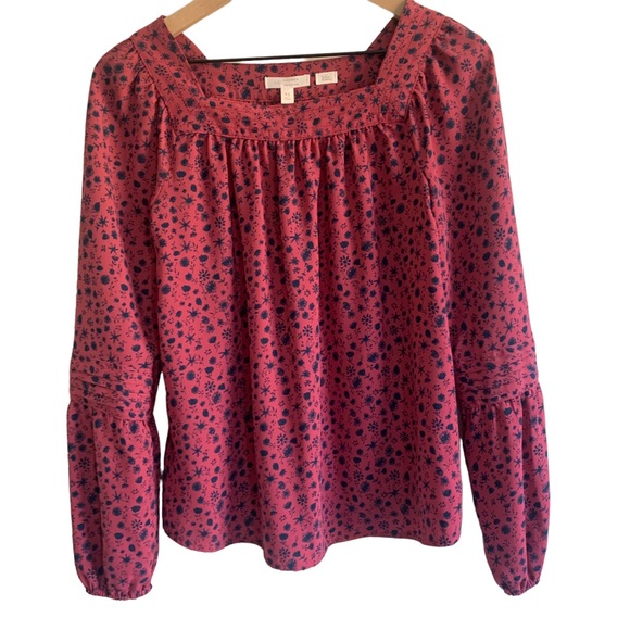 Lauren Condrad | Berry Floral Peasant Popover - Picture 1 of 8